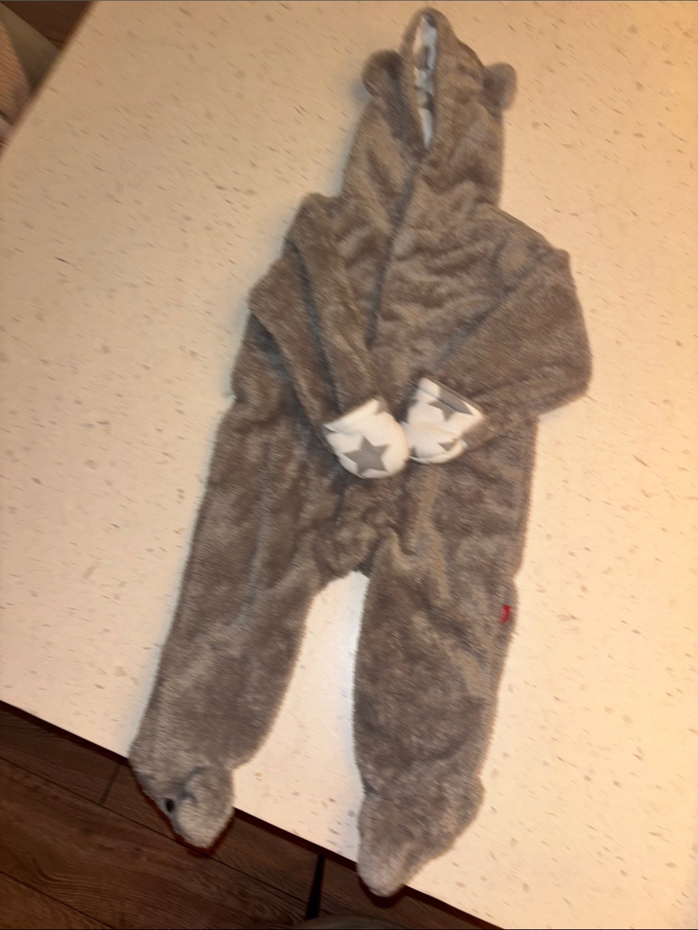 Cozy Grey Magnetic Me Baby Bear Plush Baby One-Piece with Hood